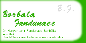 borbala fandunace business card